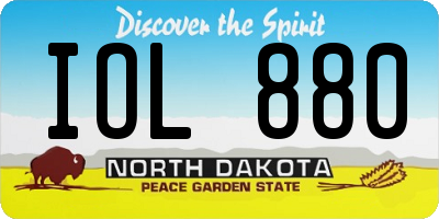 ND license plate IOL880