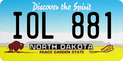 ND license plate IOL881