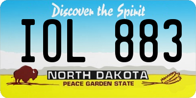ND license plate IOL883