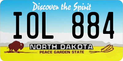 ND license plate IOL884