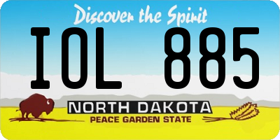 ND license plate IOL885