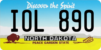 ND license plate IOL890