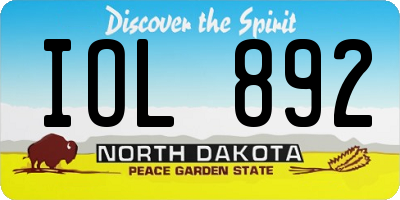 ND license plate IOL892