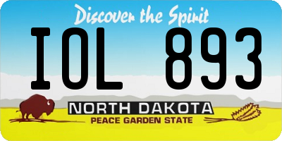 ND license plate IOL893