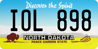 ND license plate IOL898