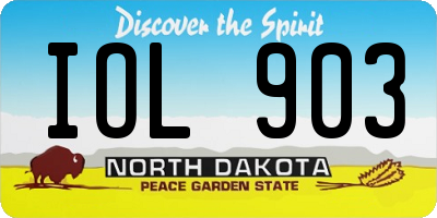 ND license plate IOL903