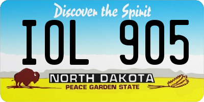 ND license plate IOL905