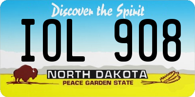 ND license plate IOL908