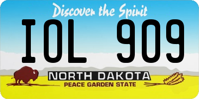 ND license plate IOL909