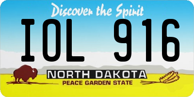 ND license plate IOL916