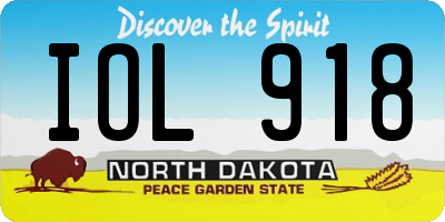 ND license plate IOL918