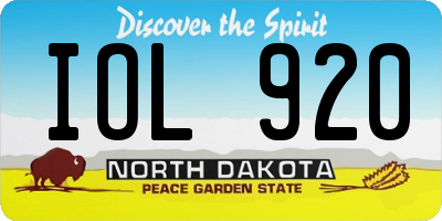 ND license plate IOL920