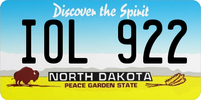 ND license plate IOL922