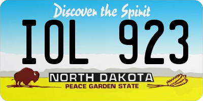 ND license plate IOL923