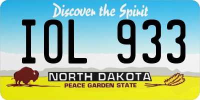 ND license plate IOL933