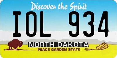 ND license plate IOL934