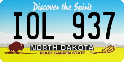 ND license plate IOL937