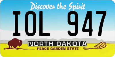 ND license plate IOL947