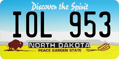 ND license plate IOL953
