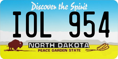 ND license plate IOL954