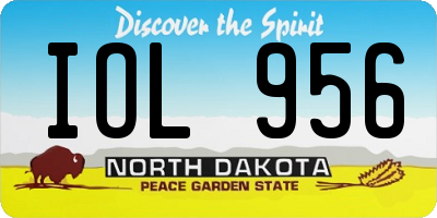 ND license plate IOL956