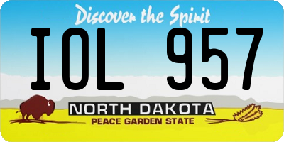 ND license plate IOL957