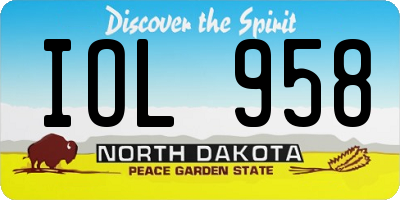 ND license plate IOL958