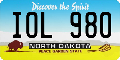 ND license plate IOL980