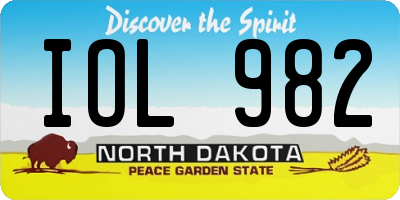 ND license plate IOL982