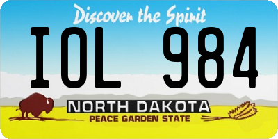ND license plate IOL984