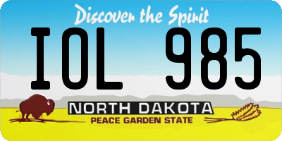 ND license plate IOL985