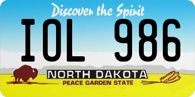 ND license plate IOL986