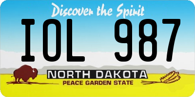 ND license plate IOL987