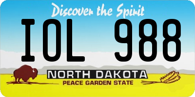 ND license plate IOL988