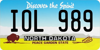 ND license plate IOL989