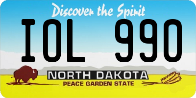 ND license plate IOL990
