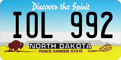 ND license plate IOL992
