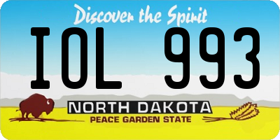 ND license plate IOL993