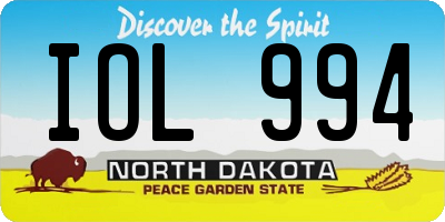 ND license plate IOL994