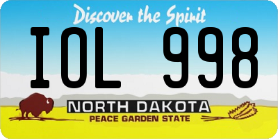 ND license plate IOL998