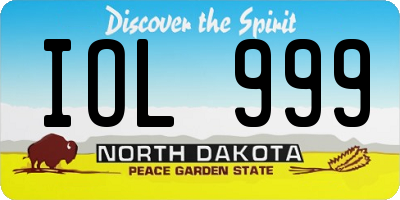 ND license plate IOL999