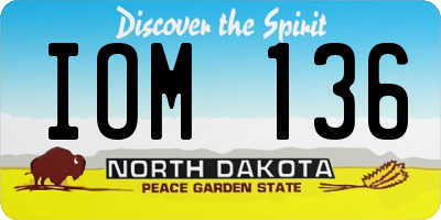 ND license plate IOM136