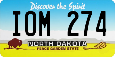 ND license plate IOM274