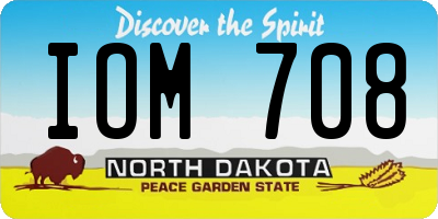 ND license plate IOM708