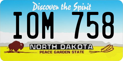 ND license plate IOM758