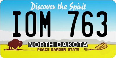 ND license plate IOM763