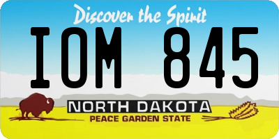 ND license plate IOM845