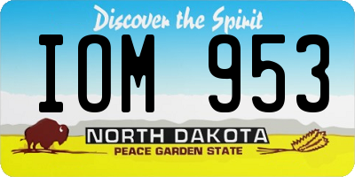 ND license plate IOM953