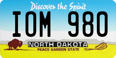 ND license plate IOM980