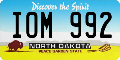 ND license plate IOM992